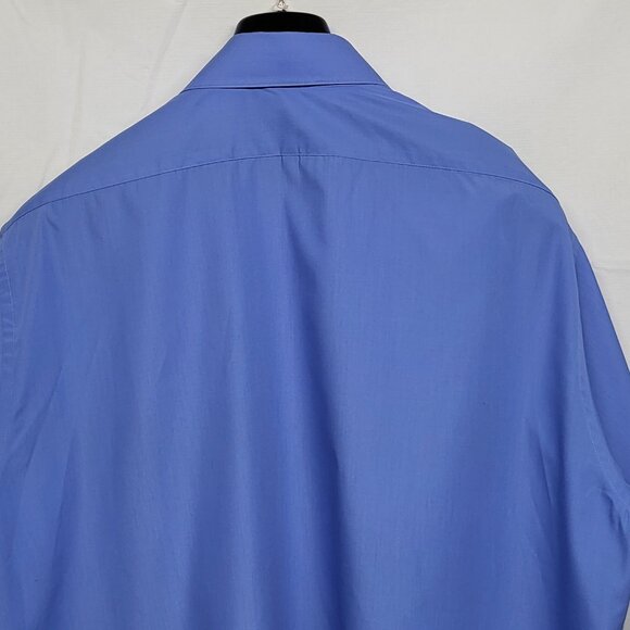 Arrow Mens Dress Shirt Half Sleeve XL 17.5 Button up Poplin Wrinkle Free Blue - Picture 8 of 12
